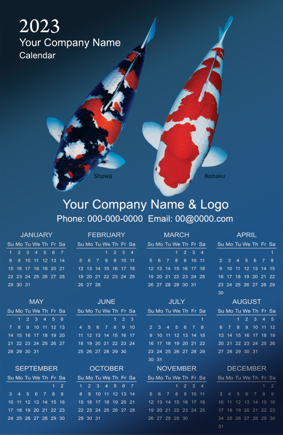 2023 Koi Calendar Kodama Koi Farm